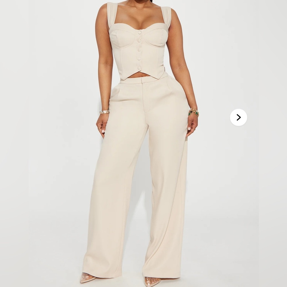 Fashion Nova Cream Wide Leg Jumpsuit